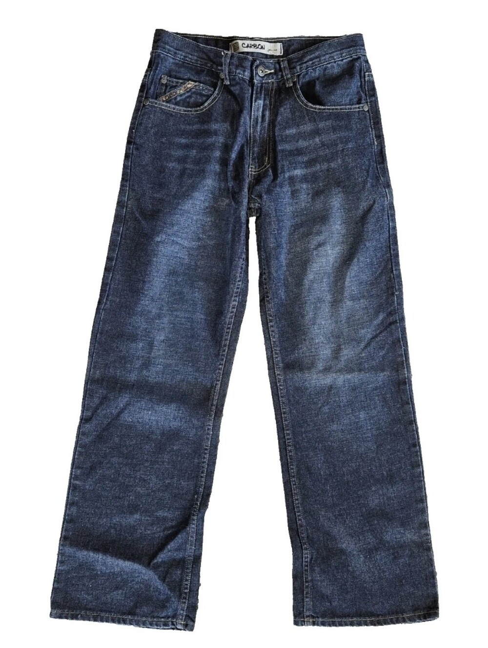 Carbon Men’s Relaxed Straight Jeans in Dark Blue Denim